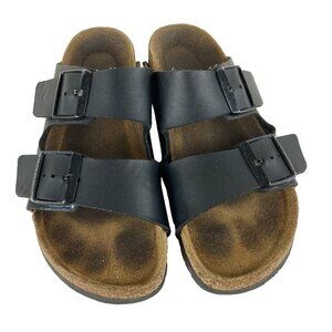 BIRKENSTOCK WOMENS SZ 5-5.5US/ 36 ARIZONA BIG BUCKLE BLACK LEATHER SANDALS